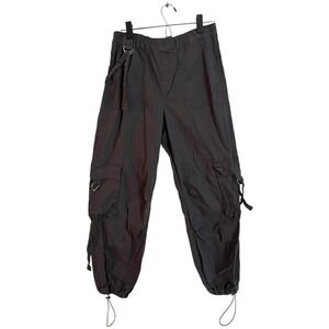 Happily Grey Drawstring Cargo Pants Gray High Waist Cotton Size M